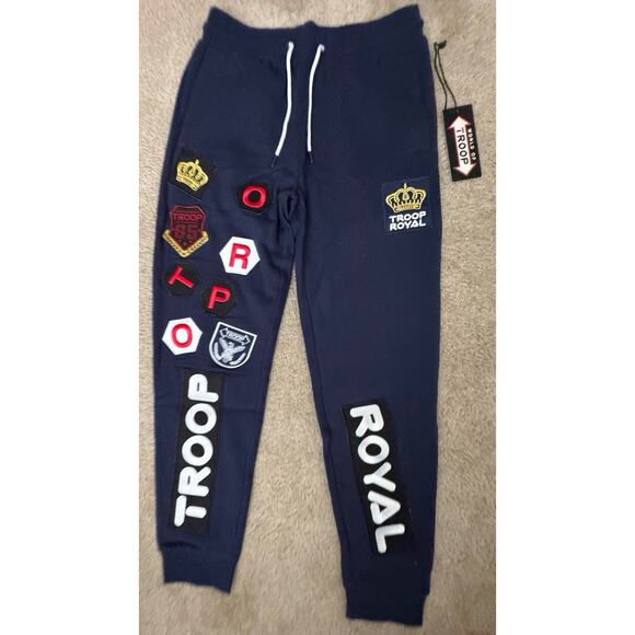 World of Troop Men’s Fleece Navy Troop Royal Patch Designs Premium Medium NEW - Picture 1 of 8